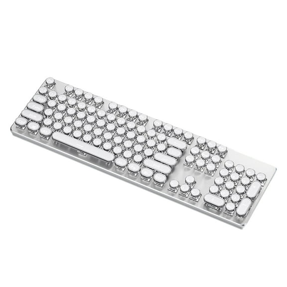Vintage Typewriter Mechanical Gaming Keyboard with White Backlit 104-Key Corded Media Control Game Keypad White