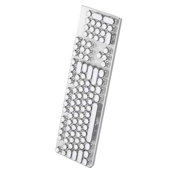 Vintage Typewriter Mechanical Gaming Keyboard with White Backlit 104-Key Corded Media Control Game Keypad White