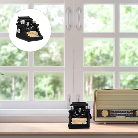 Soimiss Creative Black Resin Typewriter Figurine Retro Style Desktop Ornament for Photography Prop and Table Decor