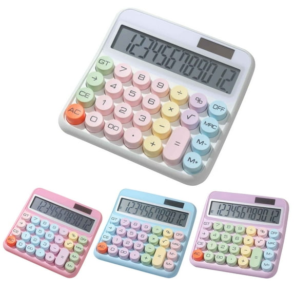 Vintage Typewriter Style Mechanical Calculator with 12-Digit Display, Solar and Battery Power for Accurate Office Calculations, Ergonomic Design for Learners(Blue),Ccwuwei