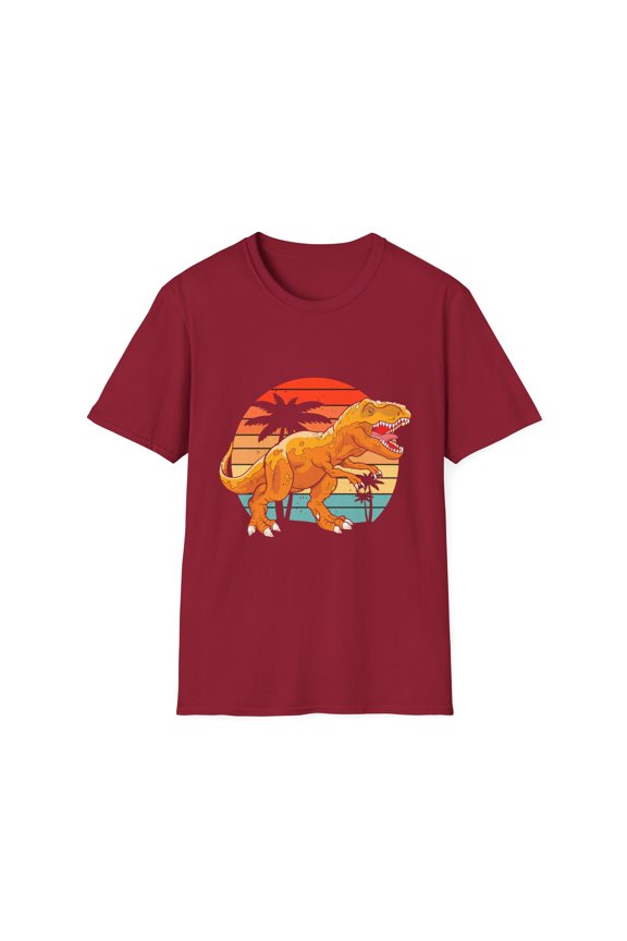 Vintage Tyrannosaurus Enthusiasts Outline Illustration Gag Retro Dinosaurs Devotee Environmentalist Graphic Unisex Softstyle T-Shirt