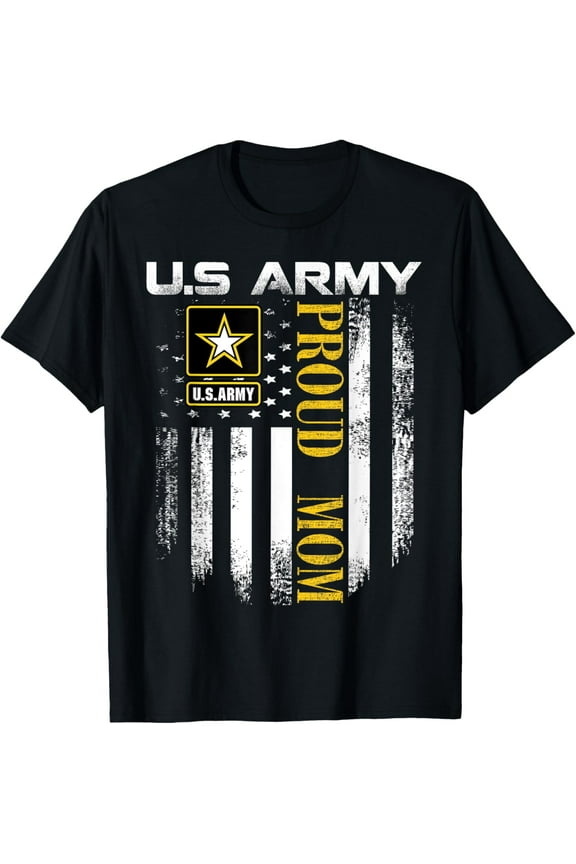 Vintage U.S. Army Proud Mom With American Flag Gift T-Shirt