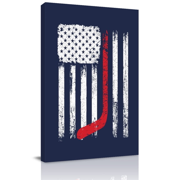 Vintage U.S. Flag Canvas Wall Art for Living Room, Star White Striped Navy Background Wall Decor Framed Artwork Pictures Ready to Hang for Bedroom Office Home Decor