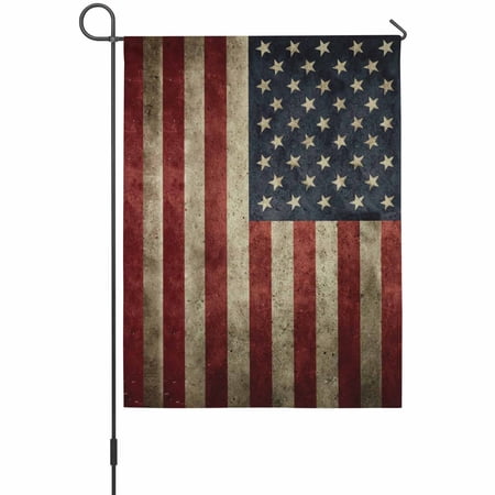 Vintage U.S. Flag Garden Flags For Outdoor, Red White Striped Star Independence Day Small Double Side Yard Flags Weather Proof Garden Decor for Lawn Outside Holiday 12 x 18 Inches