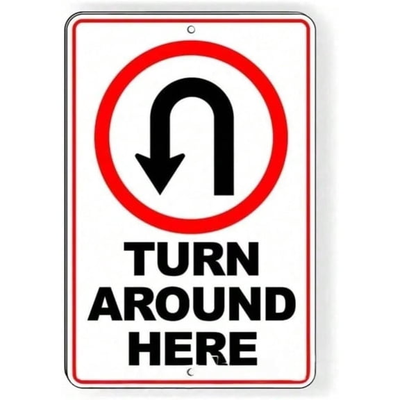 Vintage U-Turn Traffic Metal Sign 8x12 Inch Retro Road Sign Wall Decor Tin Sign for Garage Home Bar Man Cave Cafe