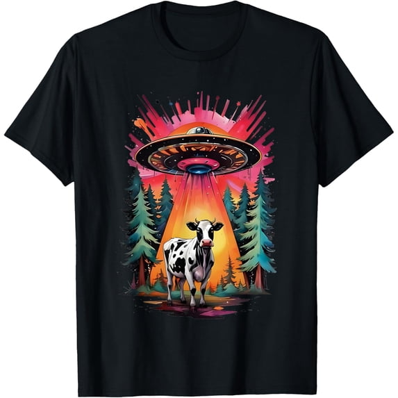Vintage UFO Cow Abduction Alien T-Shirt