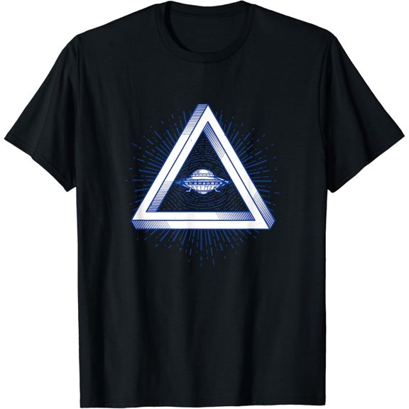 Vintage UFO Sacred Illuminati Symbol Geometry Triangle T-shirt