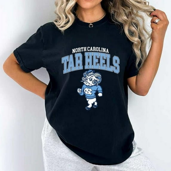 Vintage UNC North Carolina Tar Heels Football Crewneck Style Comfort Color T-Shirt, for men & women, up to size 4XL