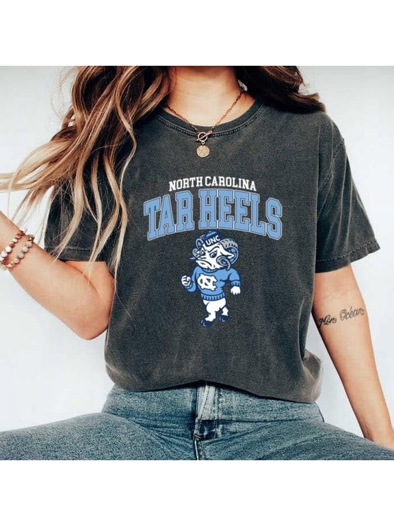 Vintage UNC North Carolina Tar Heels Football Crewneck Style Comfort Color T-Shirt, for men & women, up to size 4XL