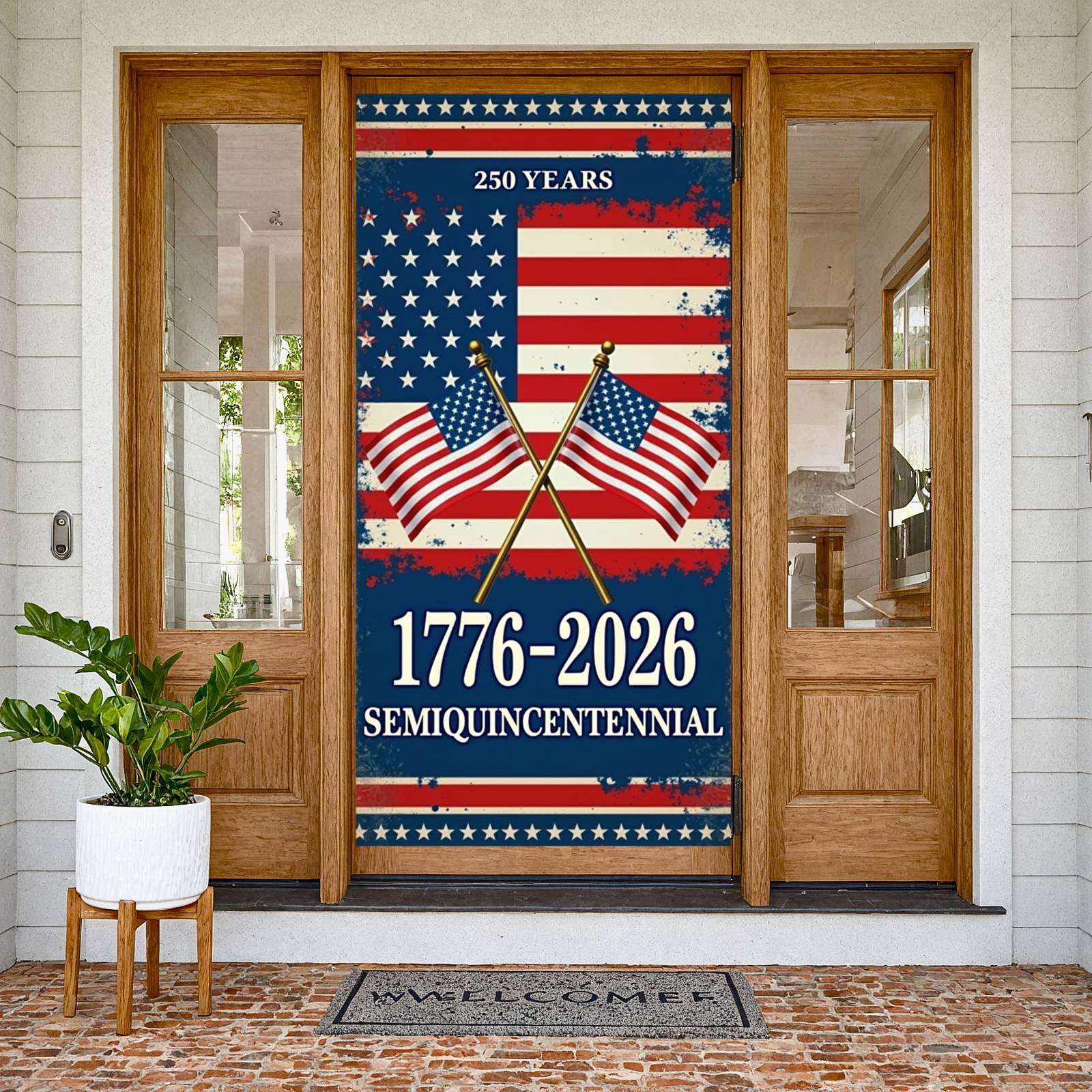 Vintage US 250th Anniversary Banner Red White Blue Color Scheme USA ...