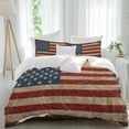 thumbnail image 1 of Vintage US Flag Duvet Cover Set Full Size, Patriotic Retro 4 Piece Soft Microfiber Bedding Set with 1 Duvet Cover, 1 Flat Sheet, 2 Pillowcases, 1 of 9