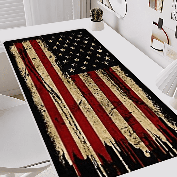 Vintage US Flag Mouse Pad - Durable Non - Slip Desk Mat, Extra - Large Soft & Comfortable Mouse Pad - Ergonomic Stitched Desk Mat Ideal for Esports & Office Use