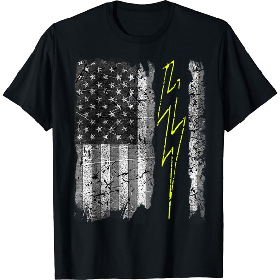 Vintage US Flag Sparky Electrician TShirt Electrical Worker