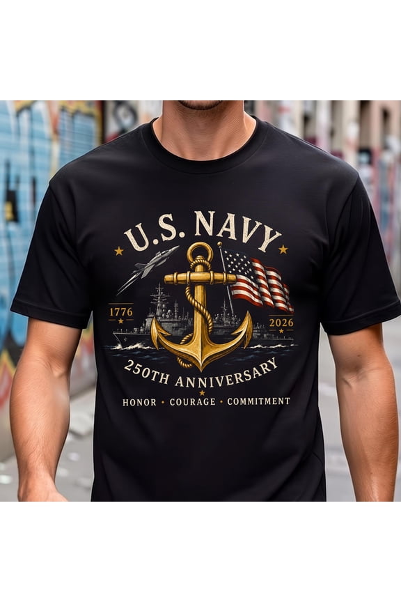 Vintage US Navy 250th Anniversary Shirt, Retro 1776 Veteran Military Anchor Tee, July 4th Patriotic Top