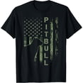 thumbnail image 1 of Vintage USA American Camo Flag Pitbull Dog Silhouette Pittie T-Shirt men and women can wear, black, white, gifts, 1 of 4