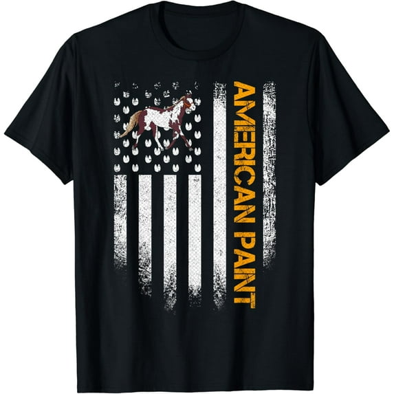 Vintage USA American Flag American Paint Horse Funny T-Shirt