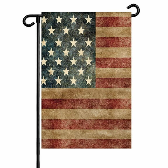 Vintage USA American Flag Garden Flags for Outside Patriotic Star Stripes Double Sided Yard Flags Outdoor House Decoration, Small 12X18 Inch,