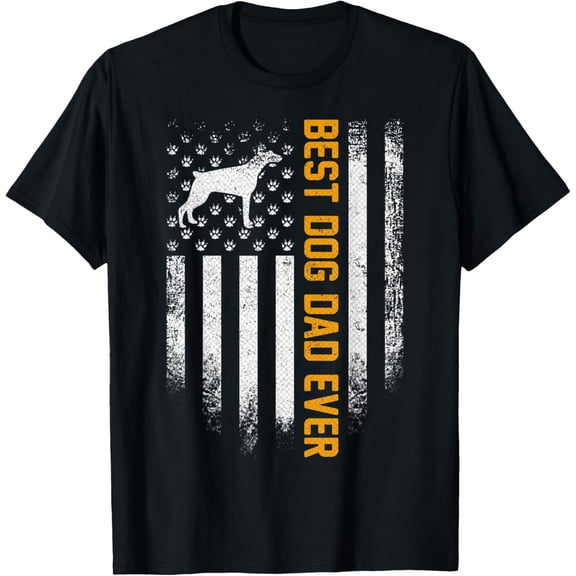 Vintage USA Best Doberman Pinscher Dad Ever American Flag T-Shirt mens t shirt,black,women,funny,misfits,men,journey
