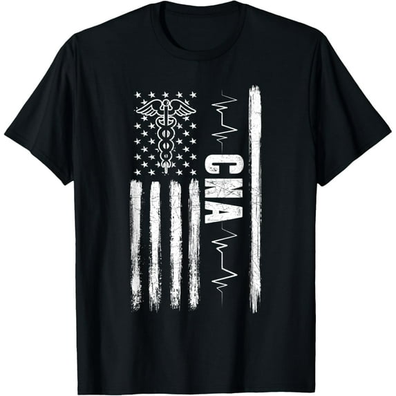 Vintage USA CNA Certified Nurse Assistant American Flag T-Shirt