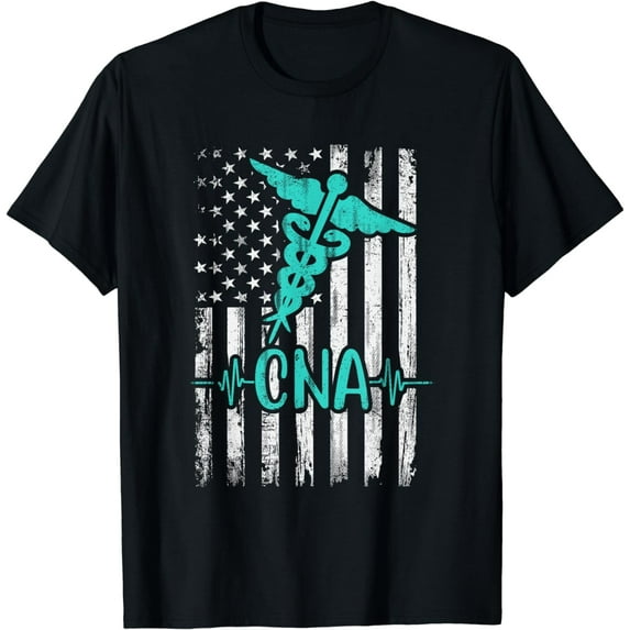 Vintage USA CNA Certified Nurse Assistant American Flag T-Shirt