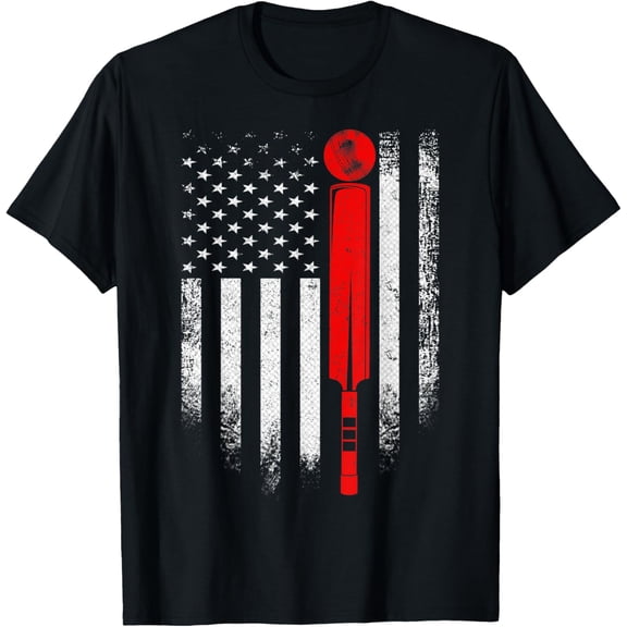 Vintage USA Cricket American Flag Cricketer Patriotic Funny T-Shirt