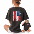 thumbnail image 1 of Vintage USA Distressed Flag Patriotic 4th Of July Wash Print Tshirt S-2XL Washed Black Graphic Tees Casual Shirts for Patriotic Tops, 1 of 4