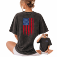 thumbnail image 1 of Vintage USA Distressed Flag Patriotic 4th Of July Wash Print Tshirt S-2XL Washed Black Graphic Tees Casual Shirts for Patriotic Tops, 1 of 4