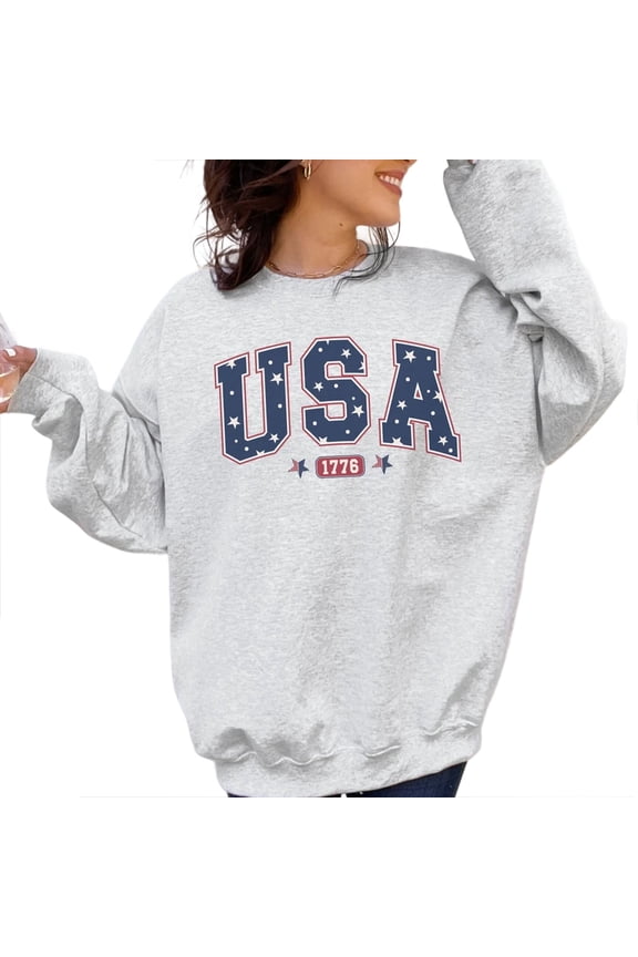Vintage USA Est 1776 Sweatshirt – Patriotic 4th Of July America Flag Crewneck, Retro Independence Day Pullover for Women & Men
