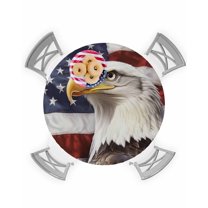Vintage USA Flag Eagle Fitted Round Tablecloths Elastic Edged Table Covers 36"-44",Independence Day Stars And Stripes Waterproof Dining Room Table Cloth for Kitchen Holiday Party Tables Decor