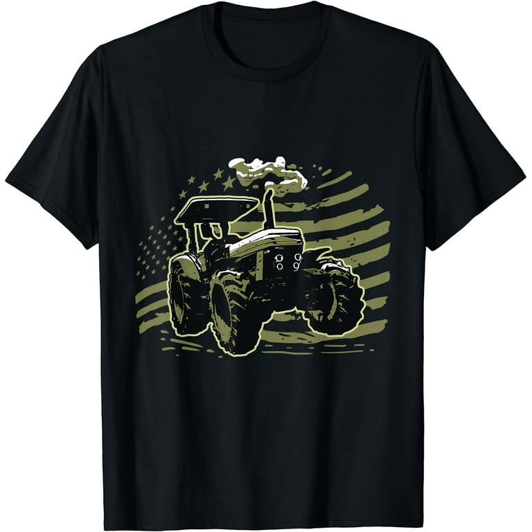 Farm Tractor With Distressed Usa Flag T-Shirt Farm Tractor With Distressed Usa Flag T-Shirt