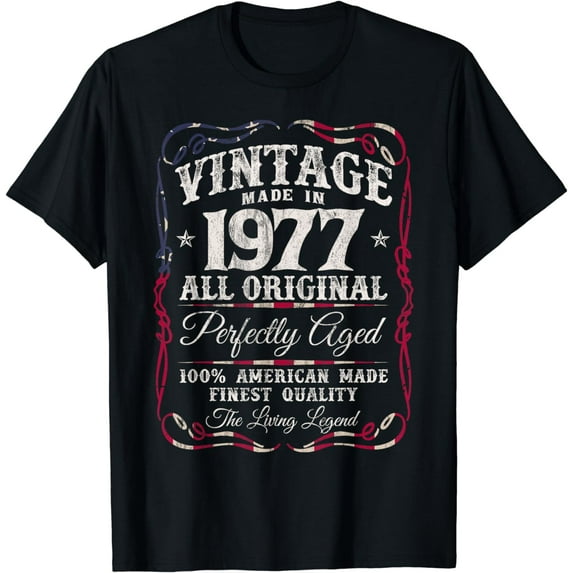 Vintage USA Flag Legends Born in 1977 Classic 47th Birthday T-Shirt