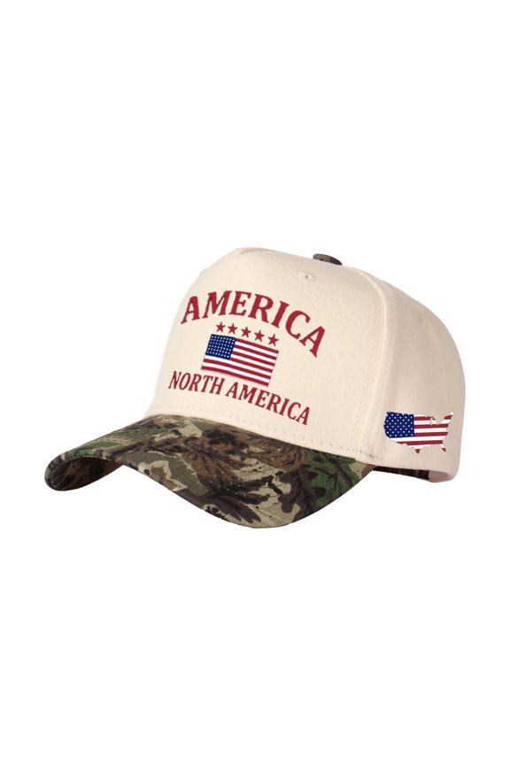 Vintage USA Flag Map Embroidered Baseball Cap, America North America Patriotic Adjustable Hat, Streetwear Cap for Men Women, Embroidered Color Block Trucker Hat Unisex Adjustable Cotton