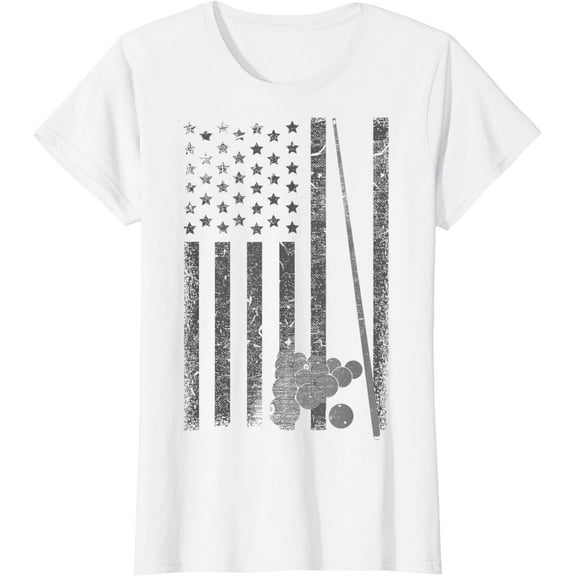 Vintage USA Flag Pool Stick Funny Billiards Gift Men Women T-Shirt