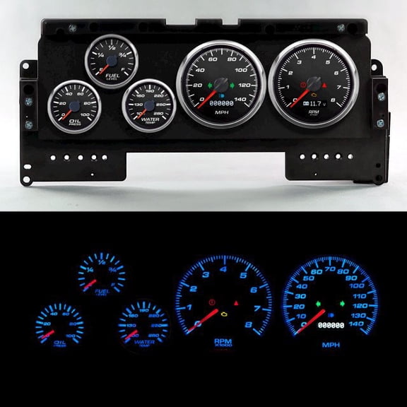 New Vintage Usa Gauge Kit Ford Truck 92-96 Perf II Black