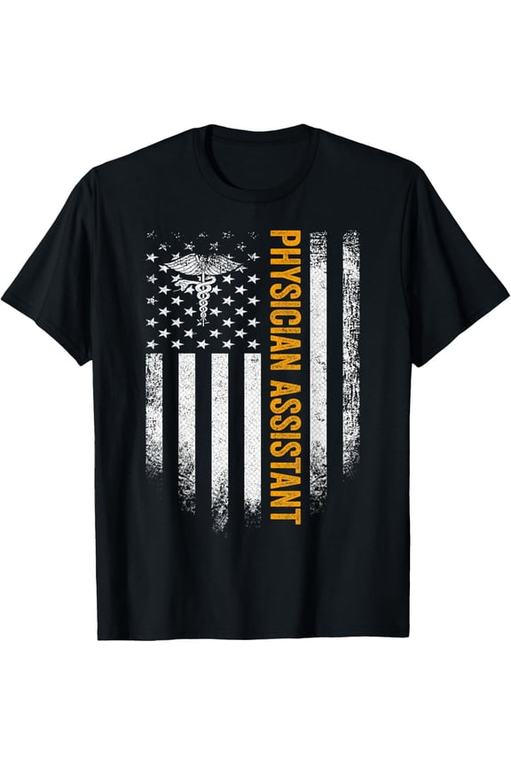 Vintage USA Physician Assistant American Flag Patriotic Gift T-Shirt