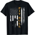 thumbnail image 1 of Vintage USA Pit Bull Dog Silhouette American Flag Funny Gift T-Shirt, 1 of 4