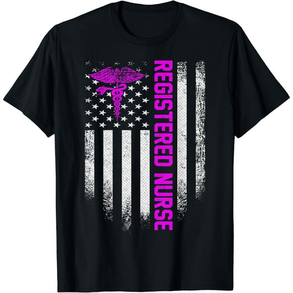 Vintage USA RN Registered Nurse American Flag Patriotic Gift T-Shirt
