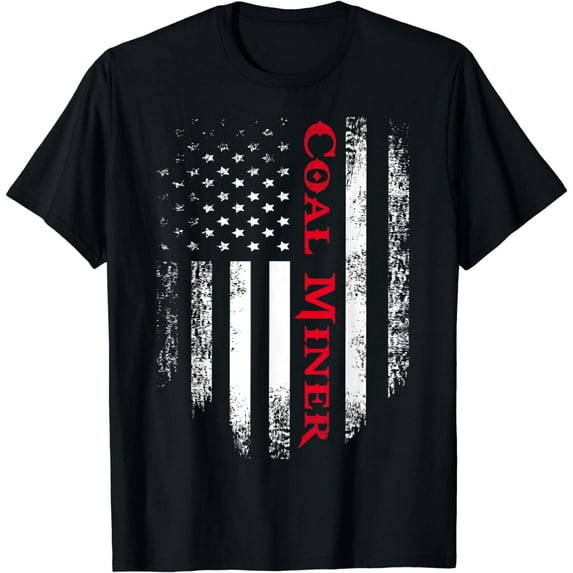 Vintage USA Red White Coal Miner American Flag T-Shirt Gift