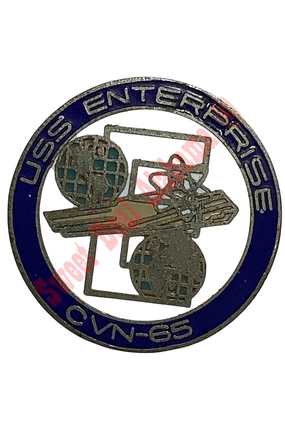Vintage USS Enterprise CVN-65 Hat, Lapel or Tie Pin 1" Diameter