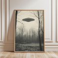 Vintage Ufo Sighting Poster, Retro Sci Fi Flying Saucer, Monochrome Sky ...