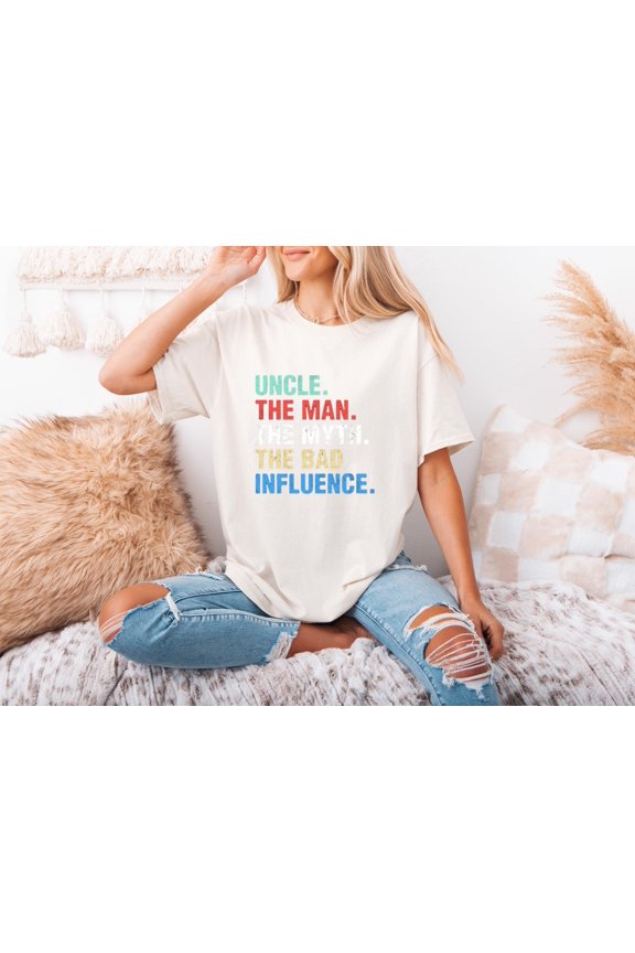 Vintage Uncle Man Myth Bad Influence Men Tee Funny Family Relative Humor T-Shirt