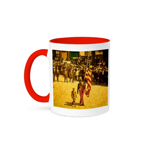 3dRose, Vintage Uncle Sam on the 4th of July, 11oz Two-Tone Red Mug