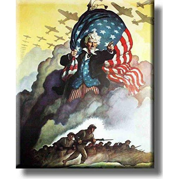 Vintage Uncle Sam War Picture on Stretched Canvas, Wall Art Decor, Ready to Hang!
