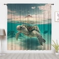 thumbnail image 1 of Vintage Underwater World Style Window Curtains, Sea Turtle pattern Window Treatment Blackout Curtain, For Bedroom living room privacy Decor(Rod pocket), 1 of 5