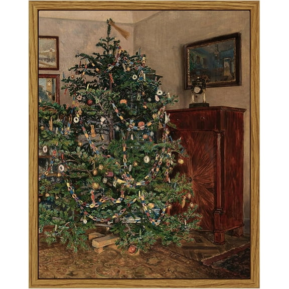 Vintage Unframed Wall Art 8x10in, Antique Winter Christmas Tree Canvas Wall Decor Paintings for Living Room Rustic Country Holiday Prints for Bedroom BathRoom Gifts