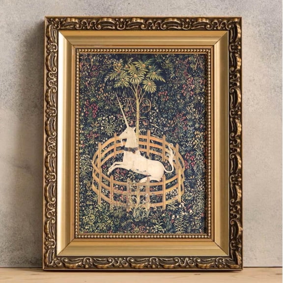 Vintage Unicorn Print, Medieval Unicorn Art, Unframed Paper Poster 24x36in