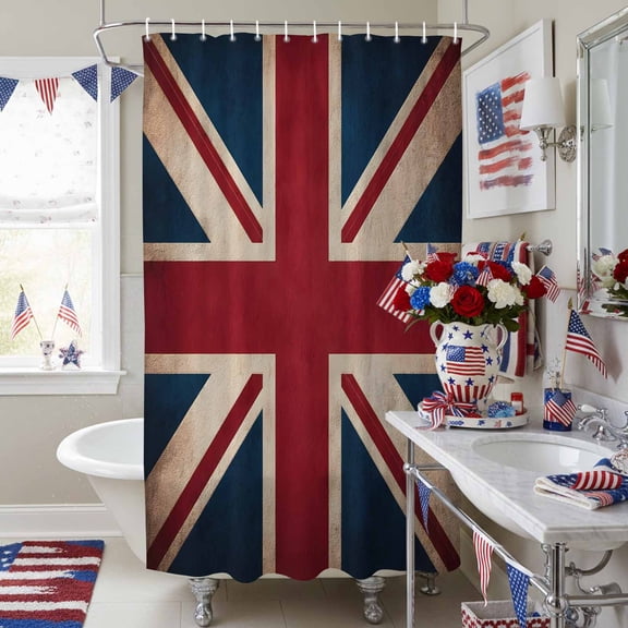 Vintage Union Jack Flag Shower Curtain for Bathroom, Reerto Flags Of The United Kingdom Waterproof Shower Curtains Washable Quick Dry with Hooks Bathtub Curtains 36x72IN