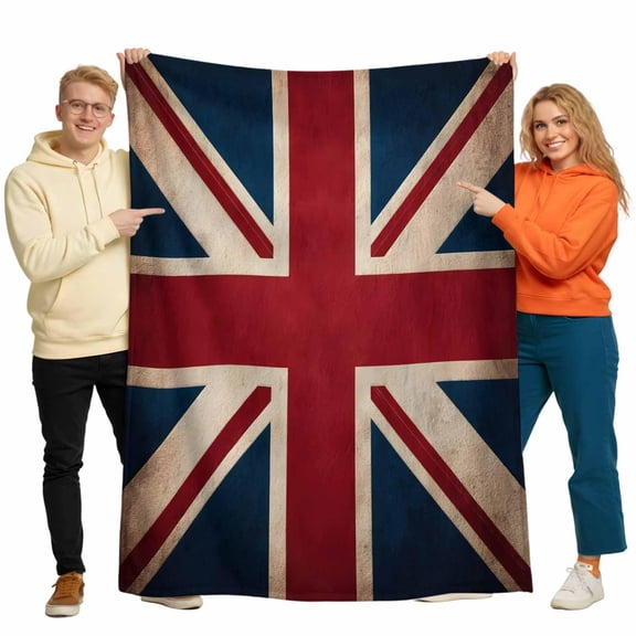 Vintage Union Jack Flag Throw Blanket Flannel Fleece Throws, Reerto Flags Of The United Kingdom Lightweight Super Soft Warm Blankets for Couch Sofa Bed All Season Use,30x40 IN