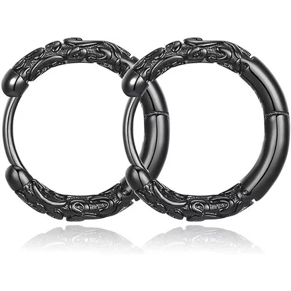 Vintage Uniquely Carved Floral Filigree Men Women Retro Huggie Hoop Earrings