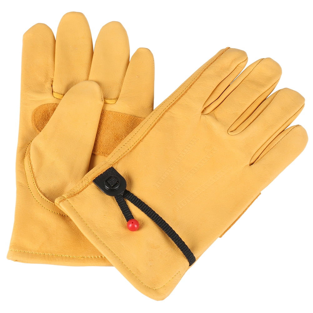 Vintage Unisex Gloves Thicken Warm Wear-resistant Anti-slid Gloves Hands Winter Cover for Driving Cycling Motorcycle Camping (Yellow, Size L)